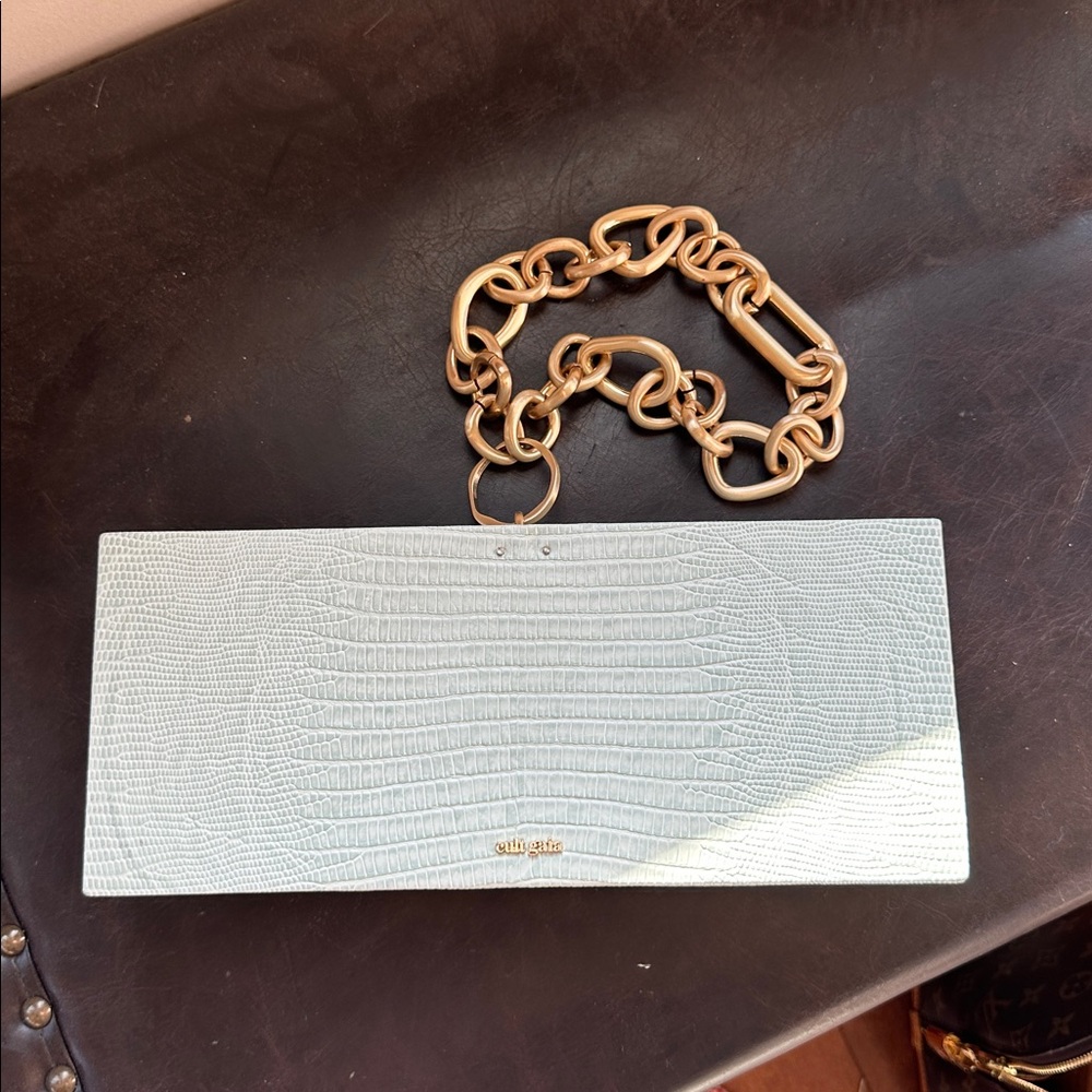 Cult Gaia Calla Wristlet Clutch with gold chain handle. - Picture 9 of 12